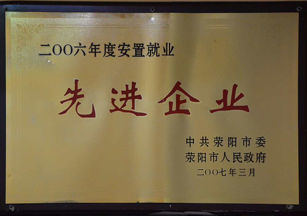 2007年3月荥陽市安(ān)置就業先企業